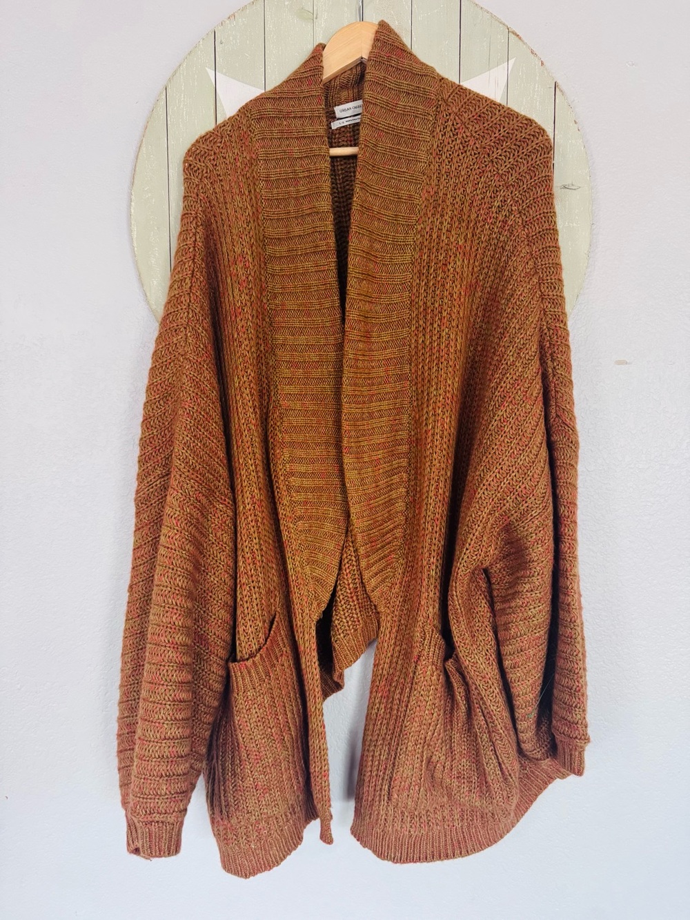 urban outfitters rust orange oversized pocket cardigan large knit